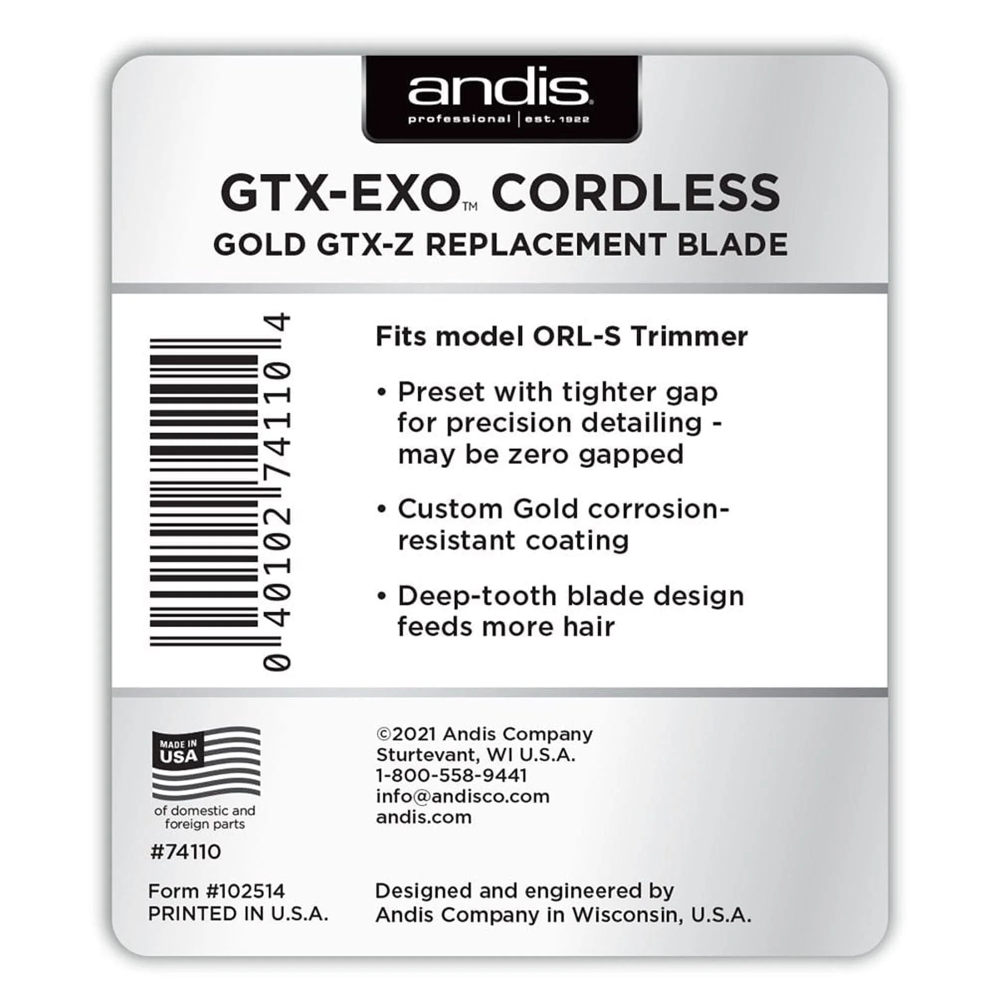 Andis - GTX-EXO Cordless Gold GTX-Z Replacement Blade 74110 - Image 5