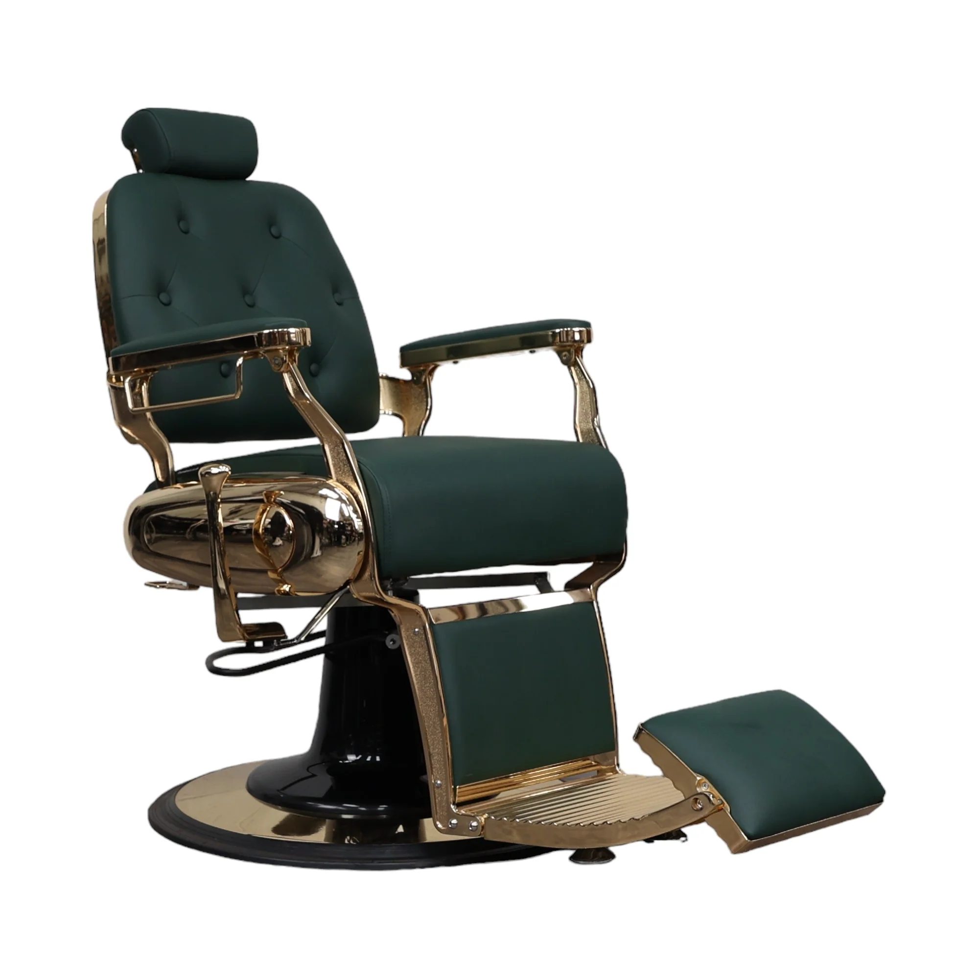 Barber Chair - Luxurious Belmont  Green & Gold Accents - Image 3