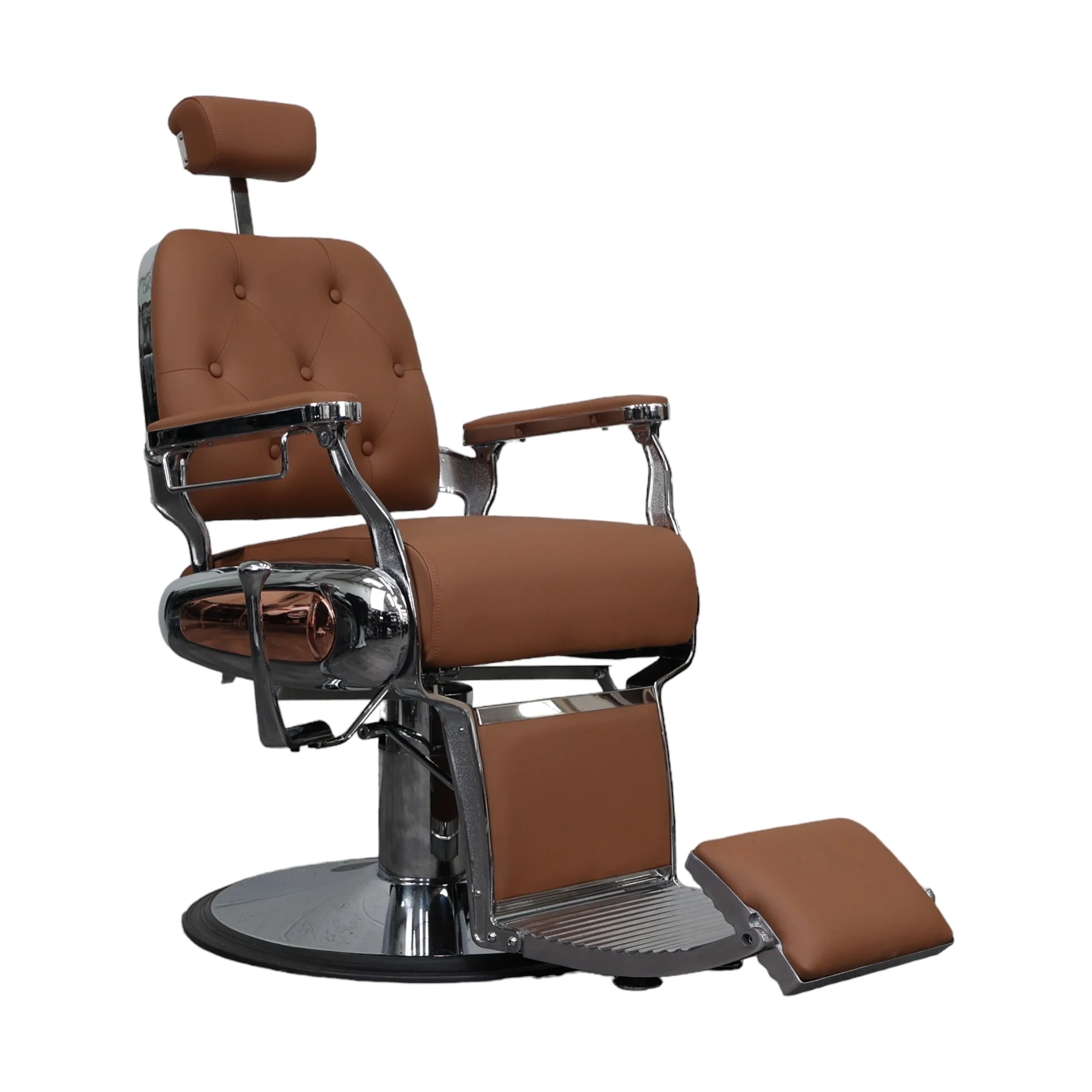 Barber Chair - Luxurious Belmont Tan & Chrome Accents - Image 3