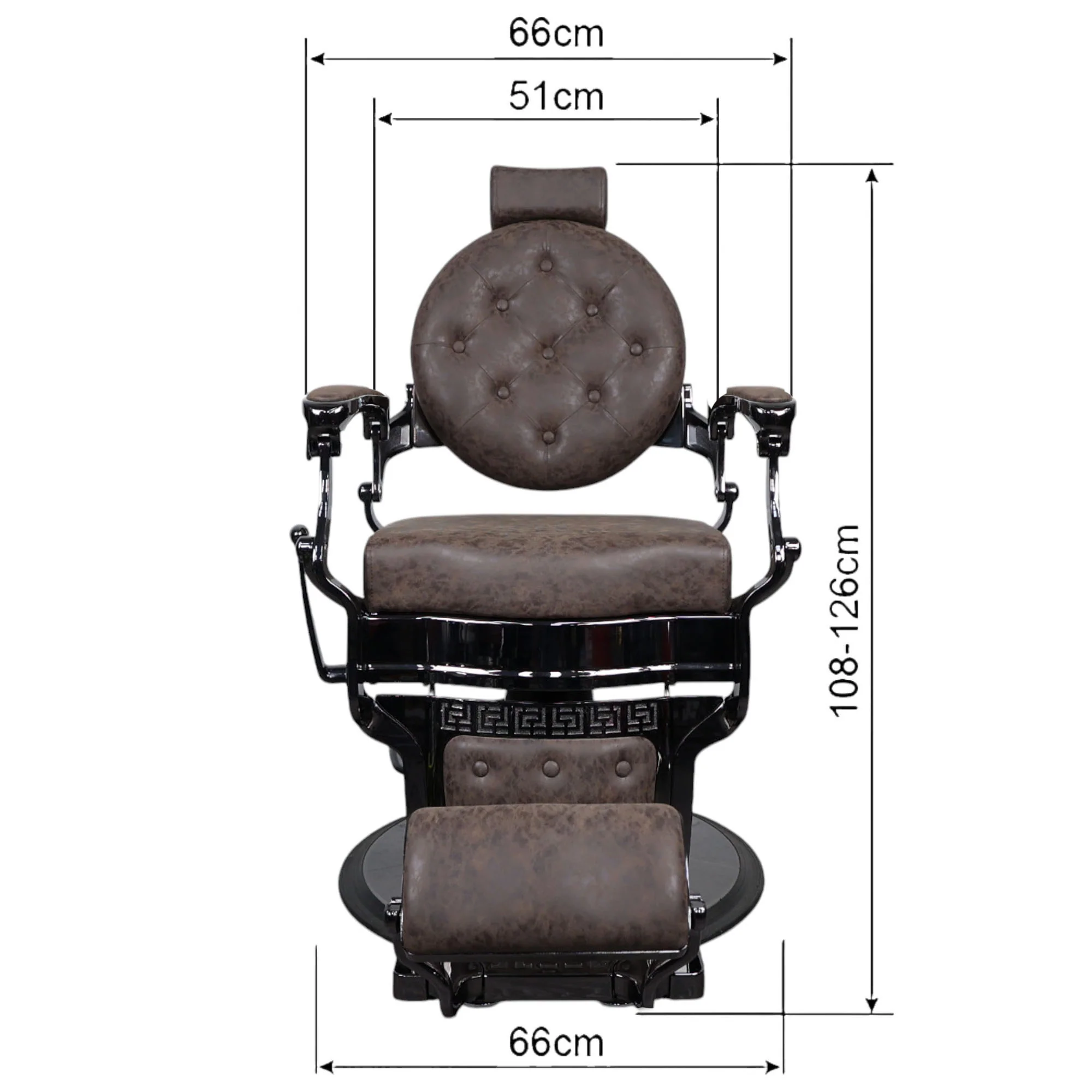 Barber Chair - Vintage Style Brown & Shiny Black Accents - Image 4