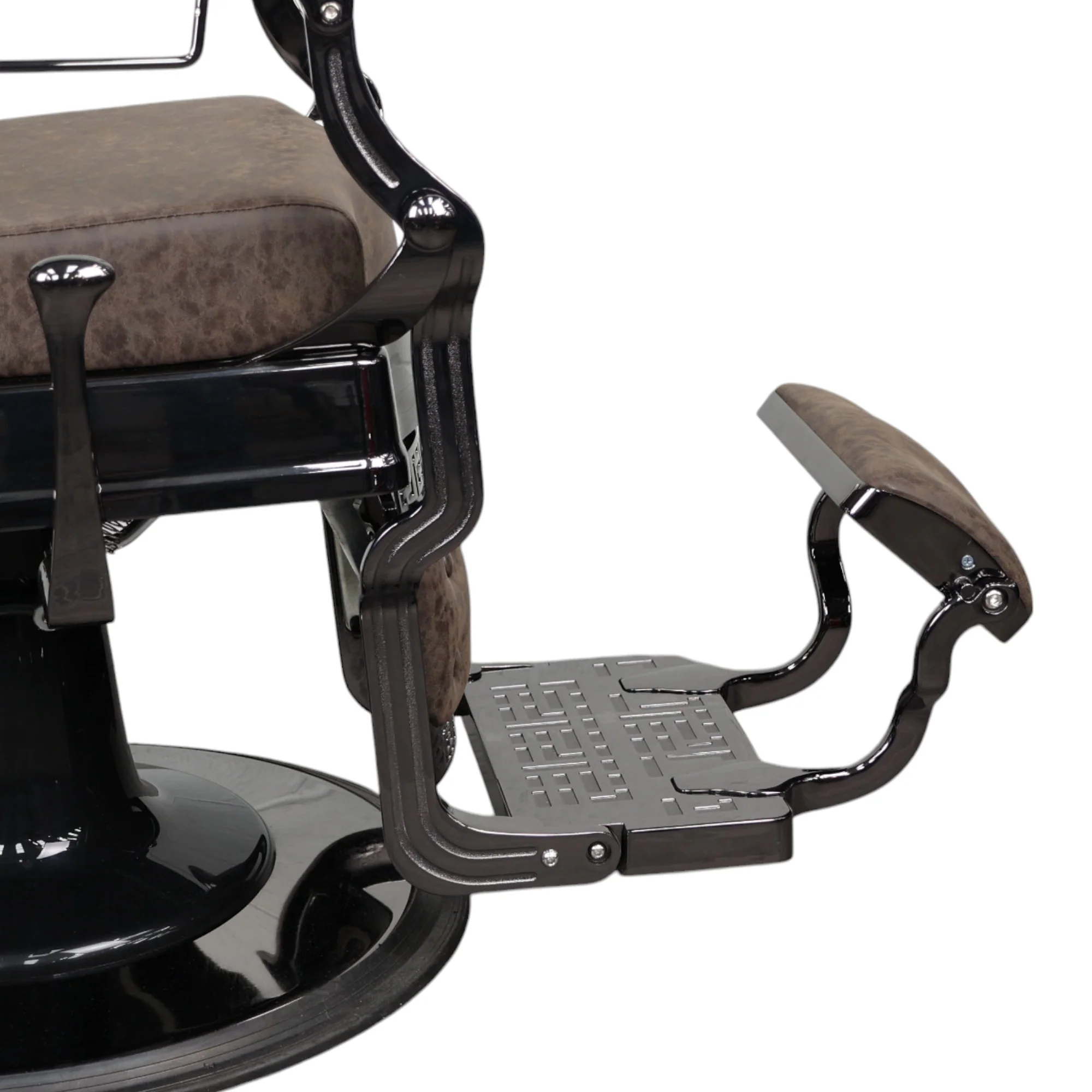 Barber Chair - Vintage Style Brown & Shiny Black Accents - Image 9